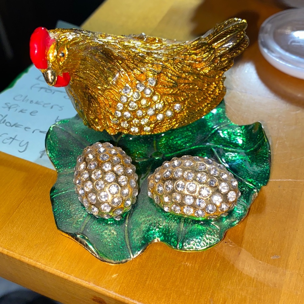 Glass chicken secret compartment